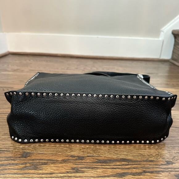 Michael Kors Black Leather Silver Studed Shoulder Bag - Picture 7 of 11